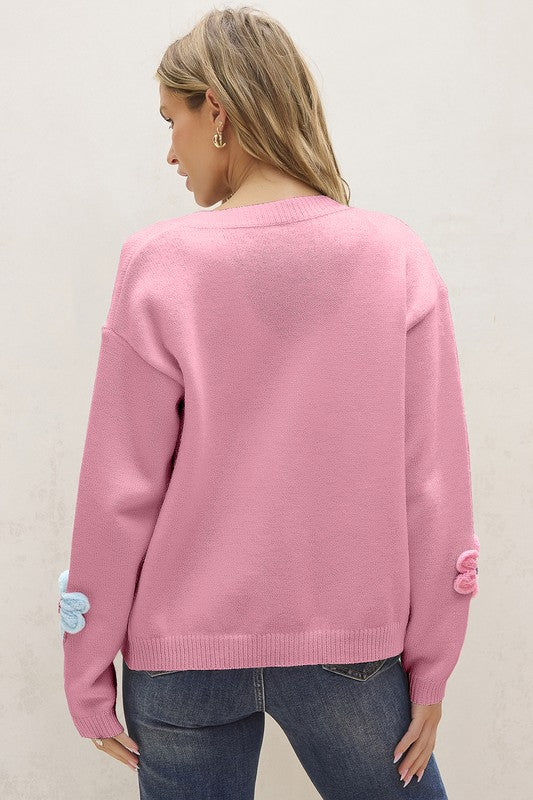 Nadine | Knitted cardigan with floral pattern and buttons