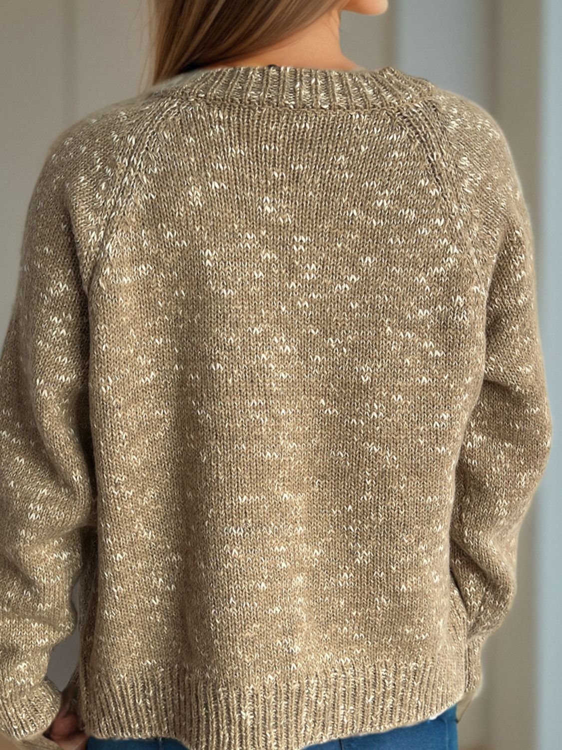 Irina | Mottled long-sleeved cardigan with button placket