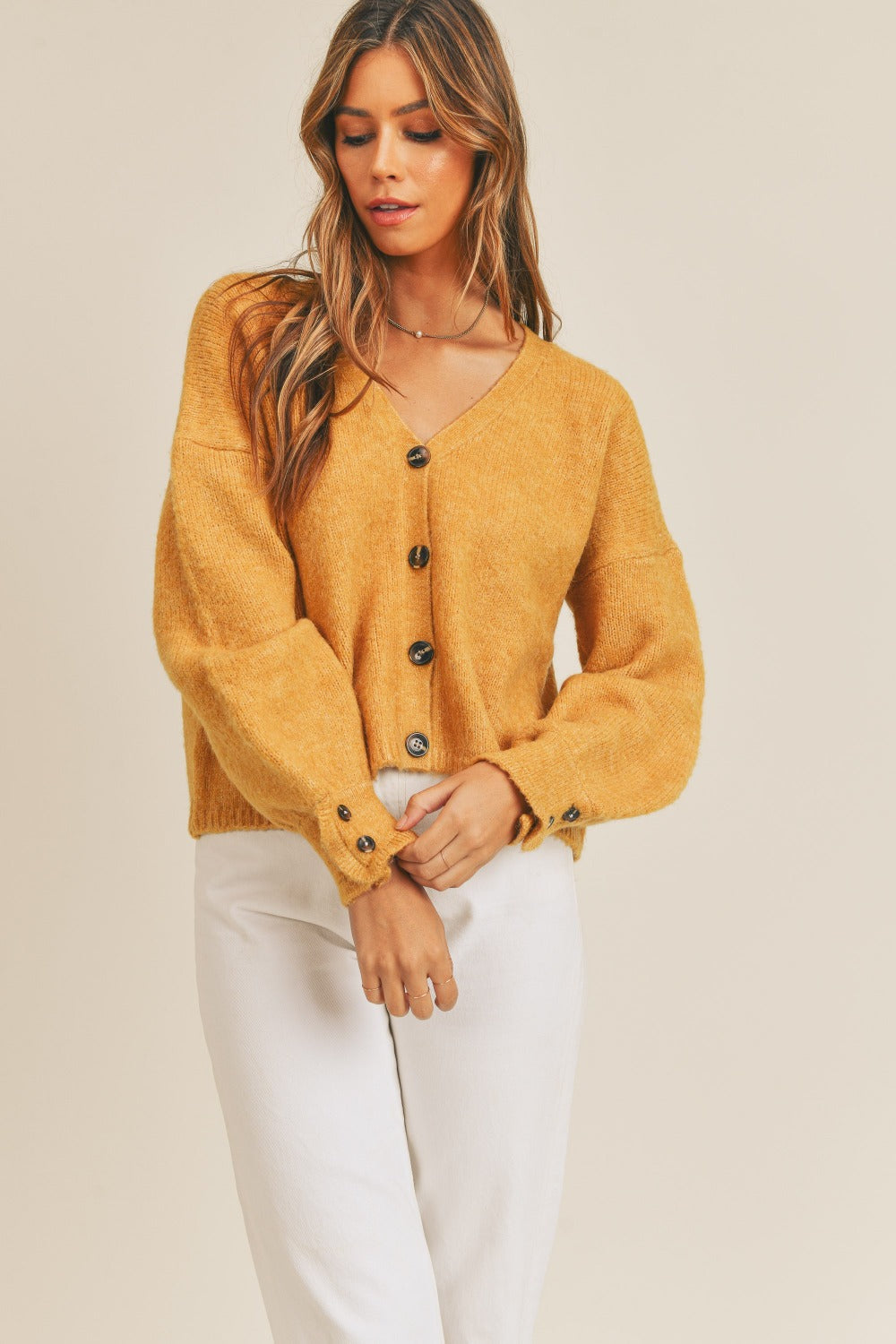 Angela | MABLE long-sleeved cardigan with button placket