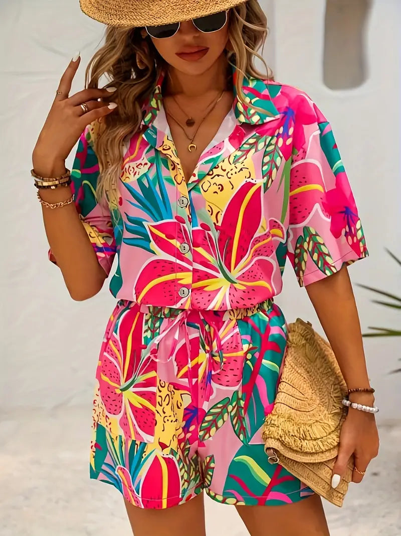 Esterina® | Shorts And Blouse With Tropical Print