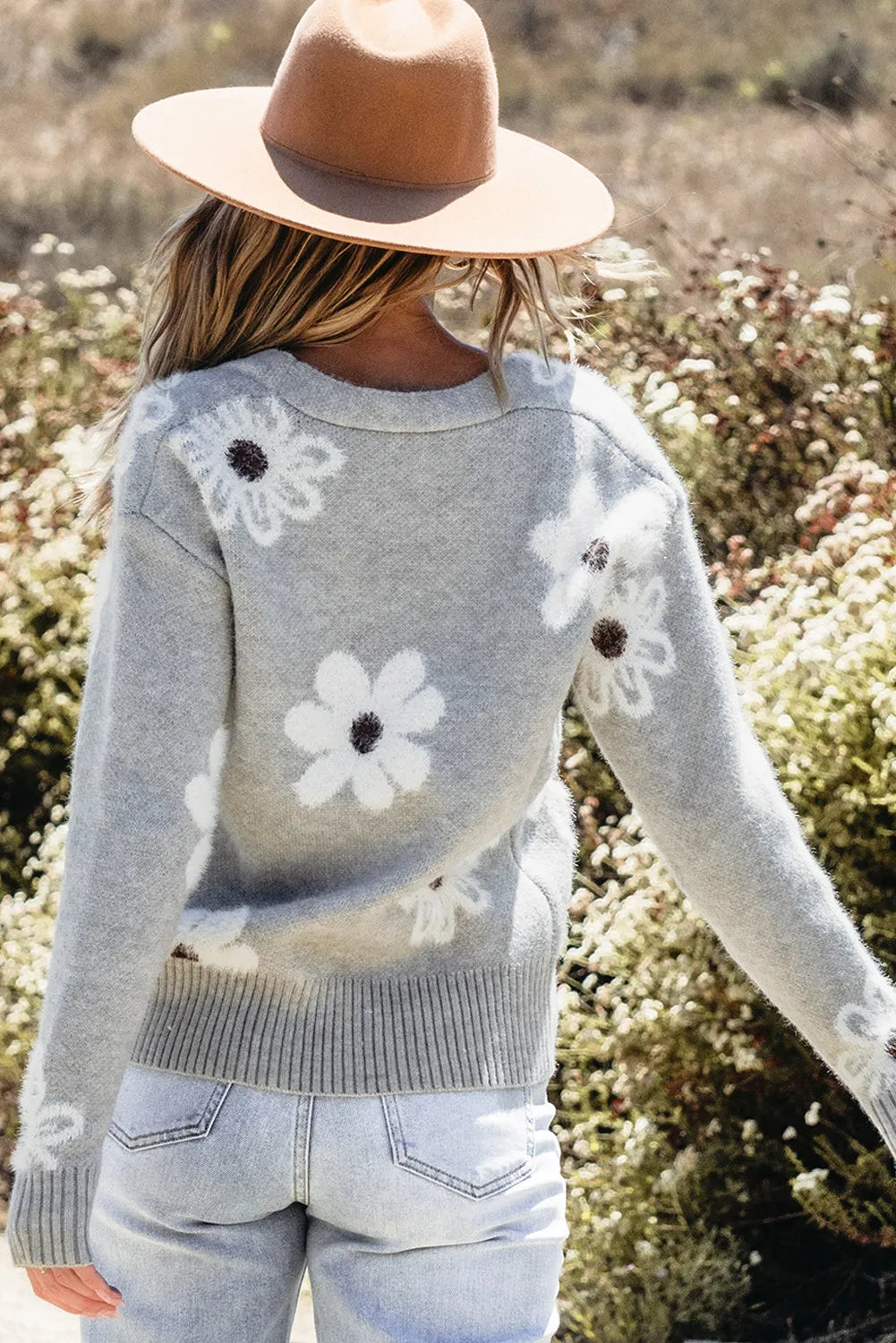 Isabel | Floral button down long sleeve cardigan