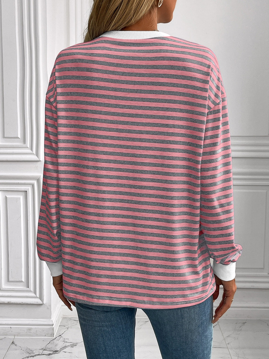 Constance | Ivy Lane striped long sleeve crew neck sweatshirt