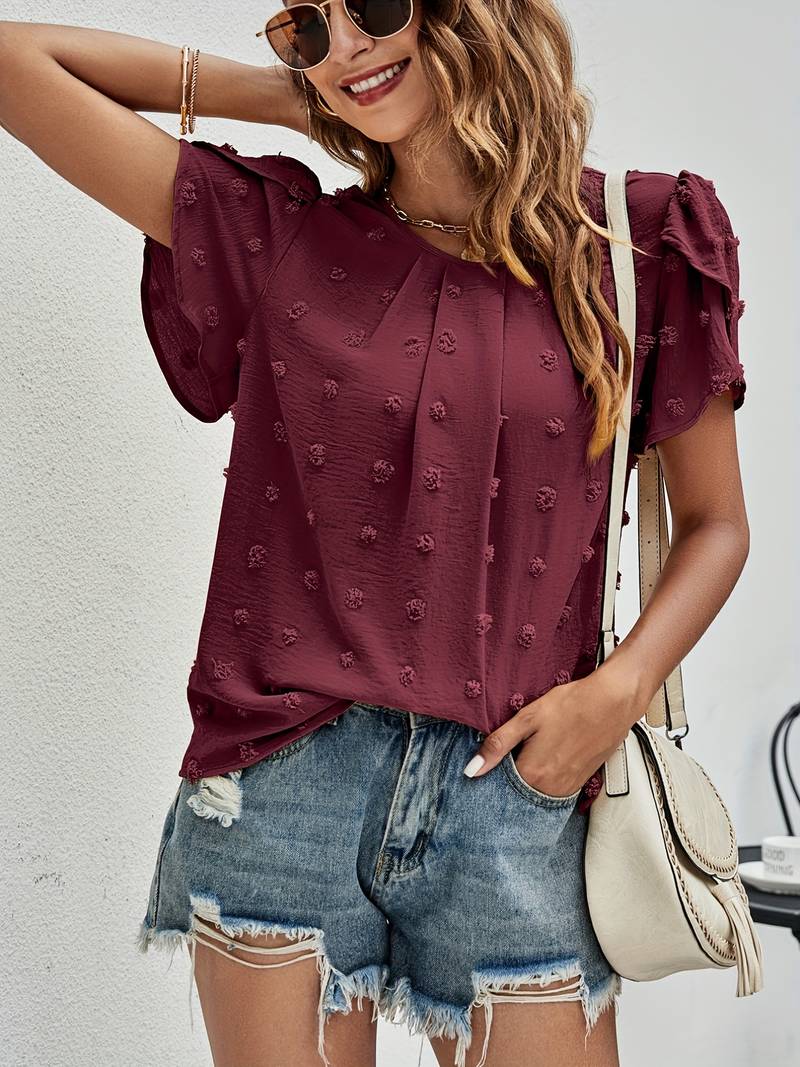 Mónica® | Swiss Dot Blouse With Petal Sleeves