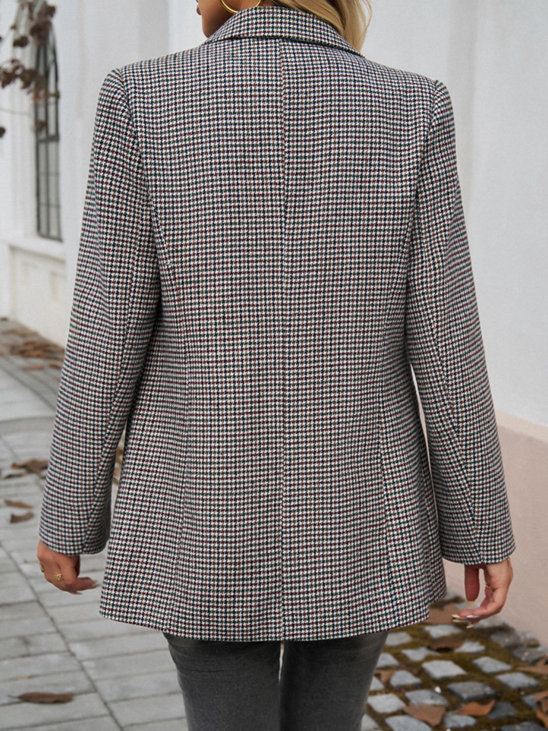 Giovanna | Long sleeve houndstooth blazer with pockets