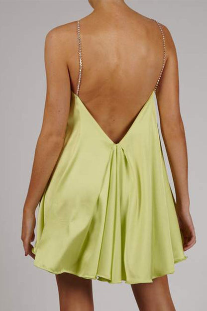 Sexy Chain Deep V Backless Party Dress