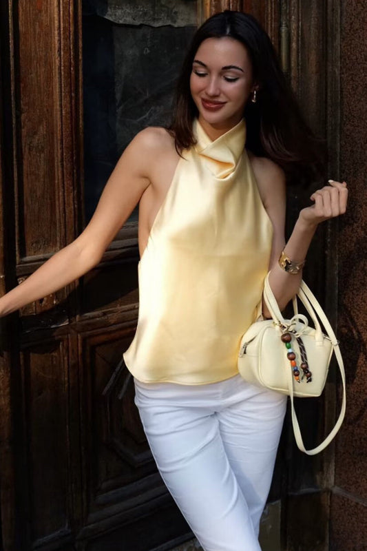 Satin Halter Top with Elegant Design