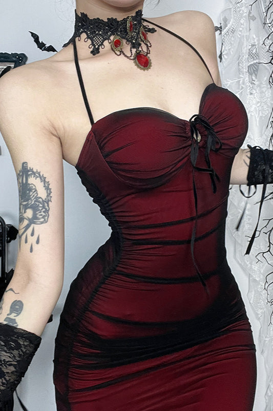 Mesh Strap Slim Gothic Dress