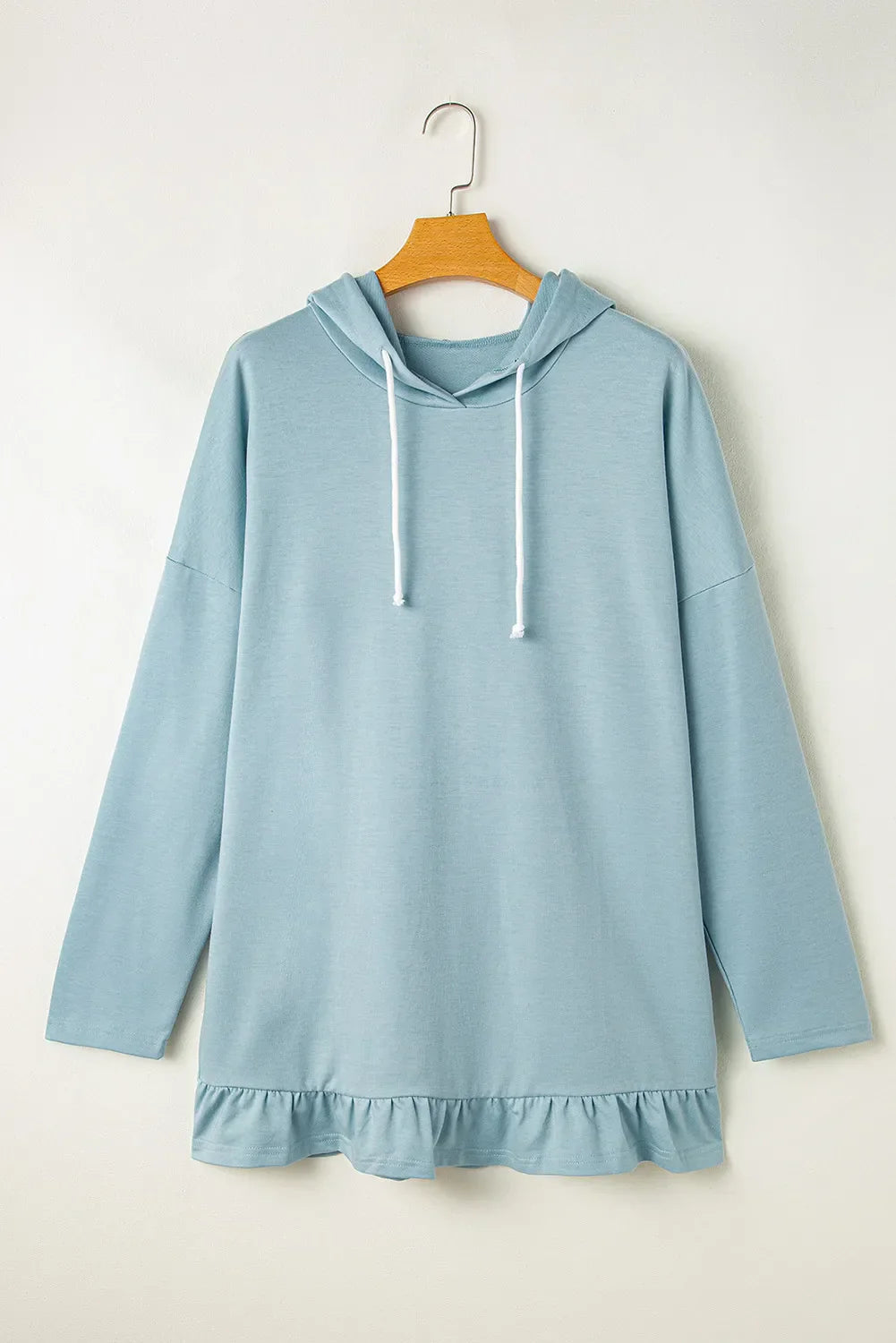 Elsa | Long sleeve drawstring hoodie with ruffles and dropped shoulder