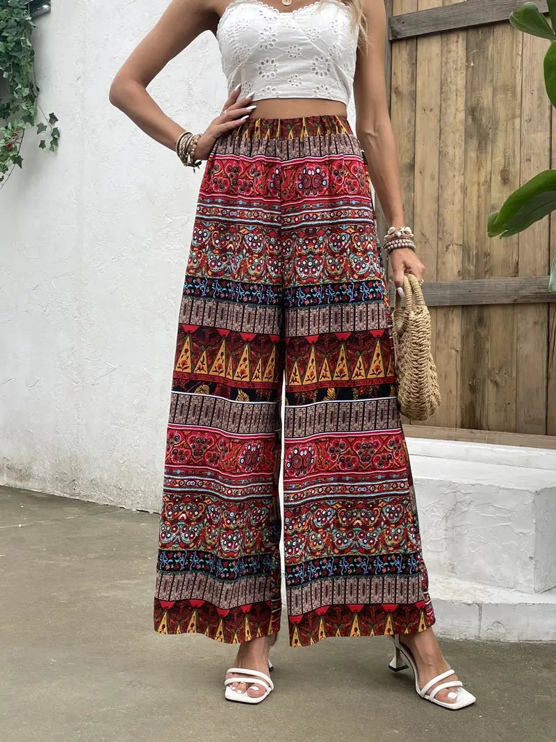 Laura® | Wide Leg Trousers With Tribal Print