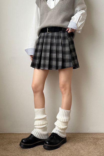 Vintage Plaid Pleated Skirt