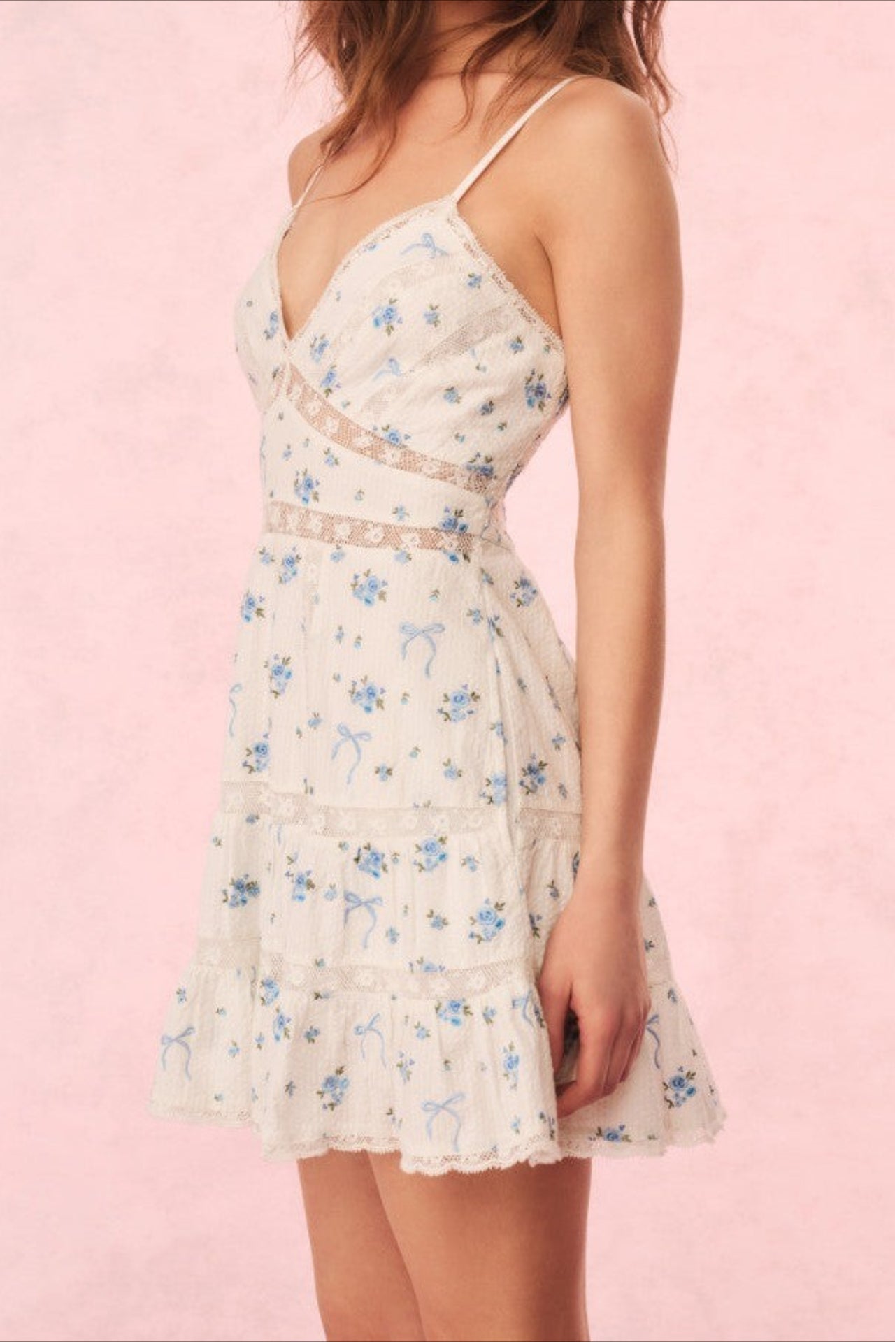 Lace Floral Print Sexy Mini Dress