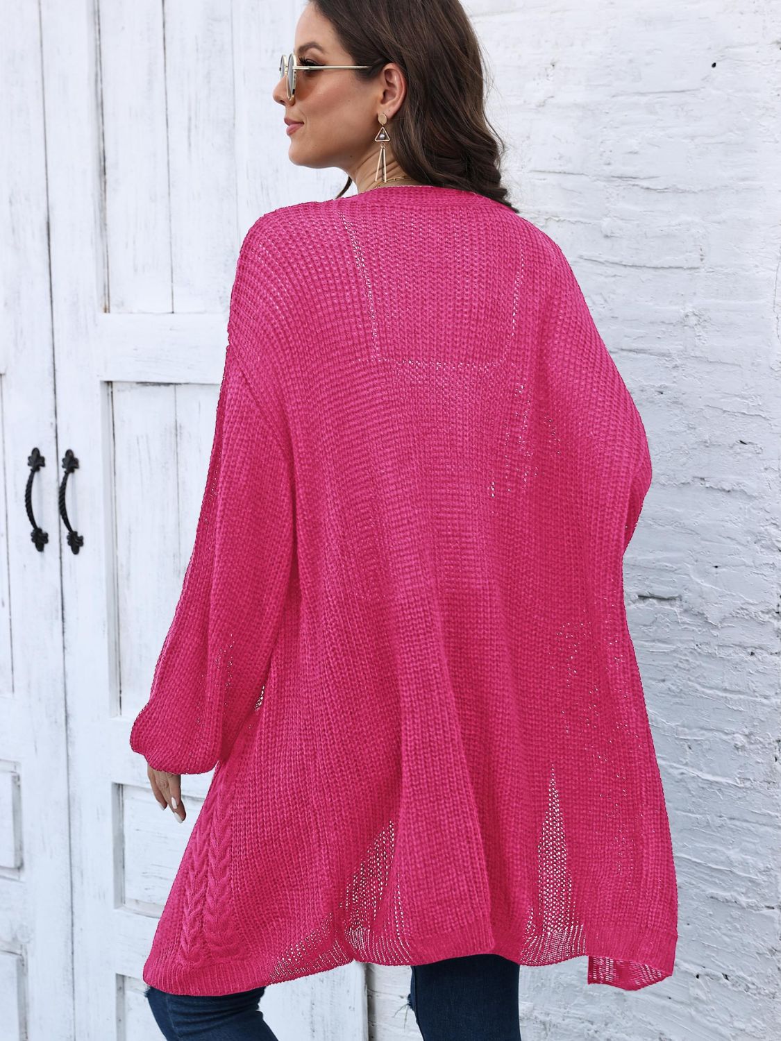 Estela | Cable knit cardigan with open front and long sleeves