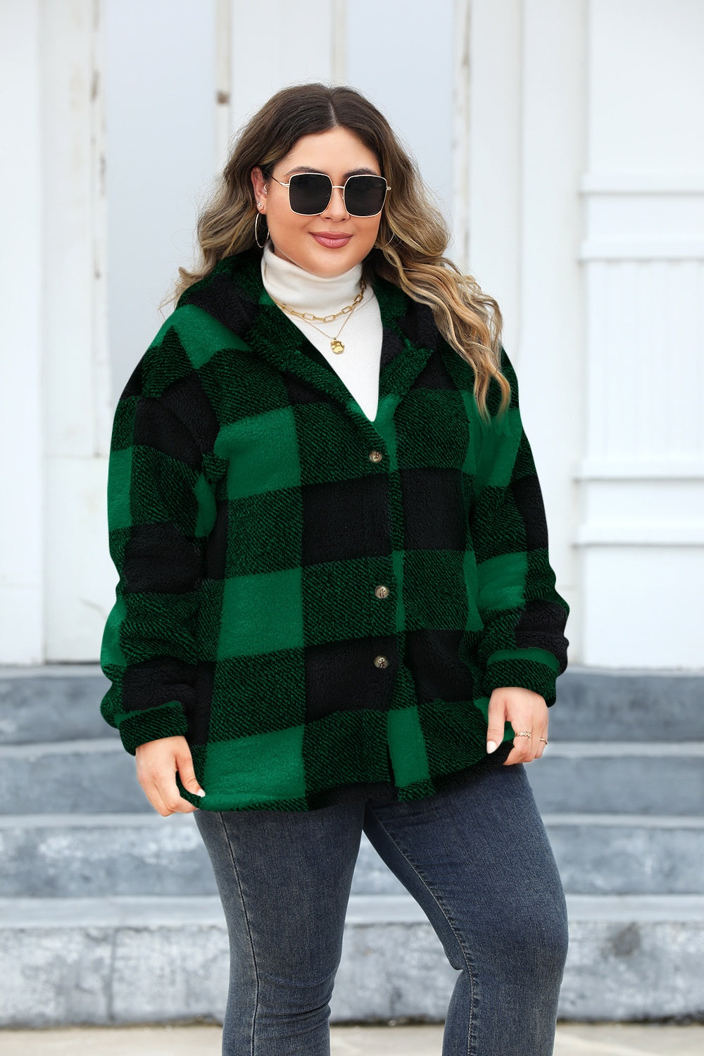 Isadora | Oversized checked hoodie with buttons