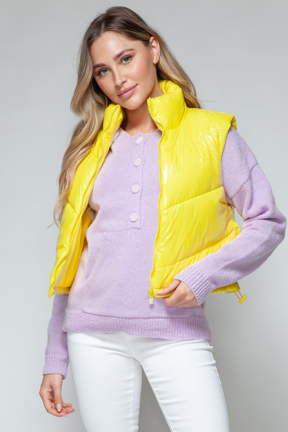 Nerea | Snobish shiny quilted vest with turtleneck and zip