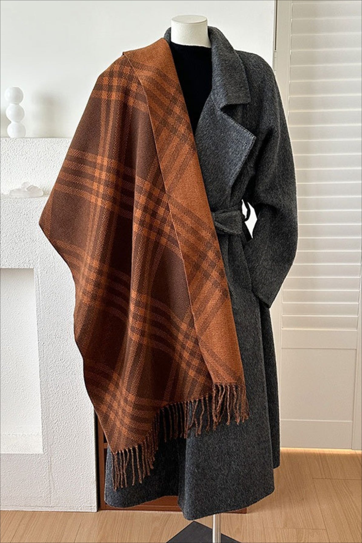 Double-Sided Plaid Festive Faux Cashmere Warm Scarf
