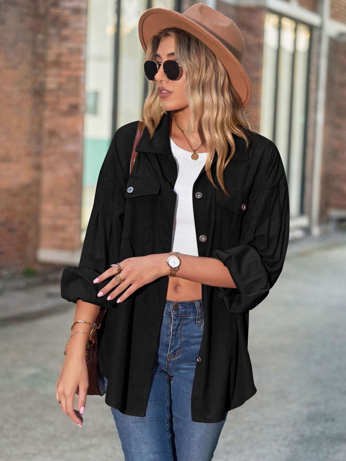 Eva | Long sleeve shirt with buttoned collar and collar