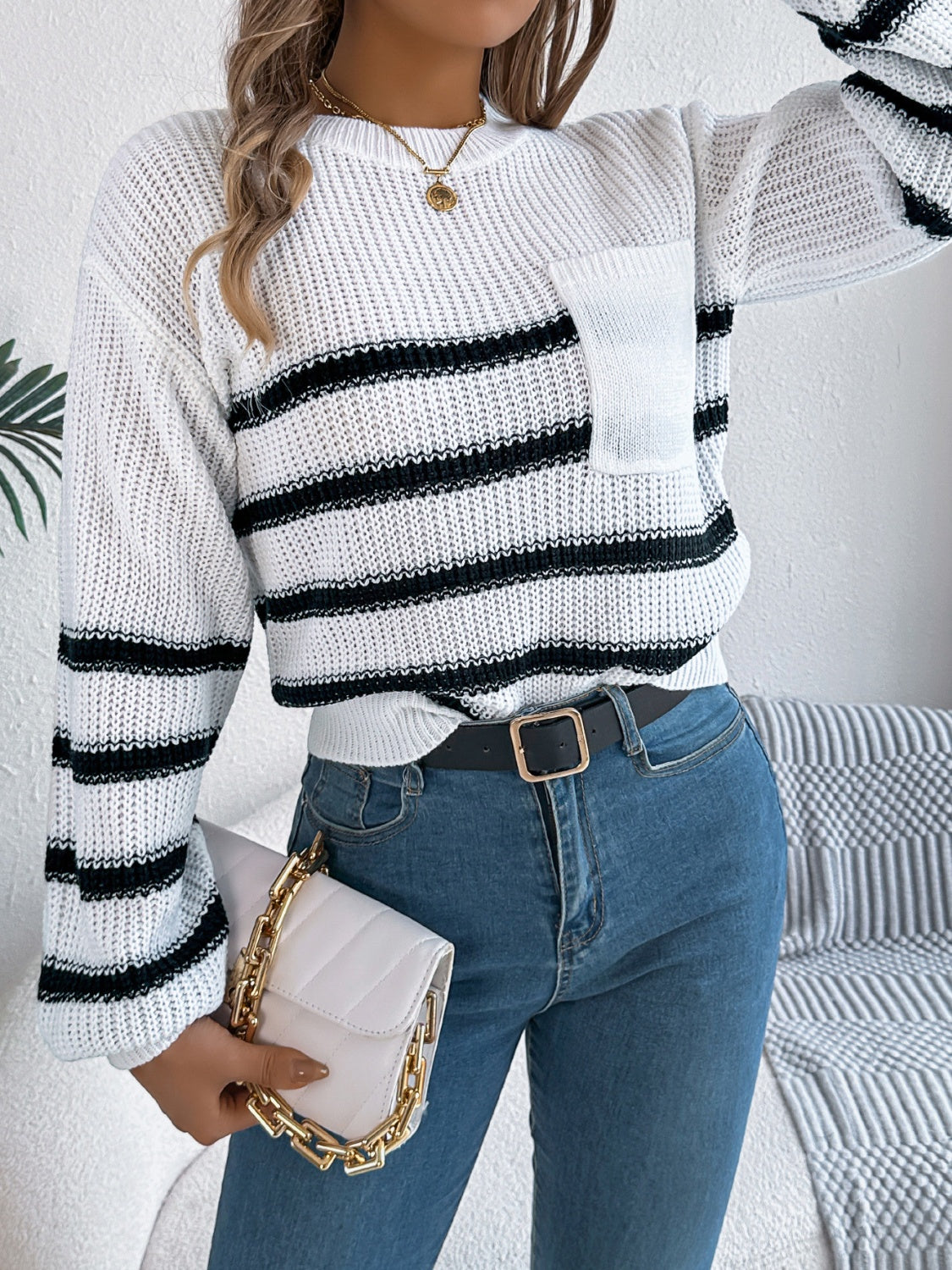 Sandra | Striped long-sleeved sweater with a crew neck