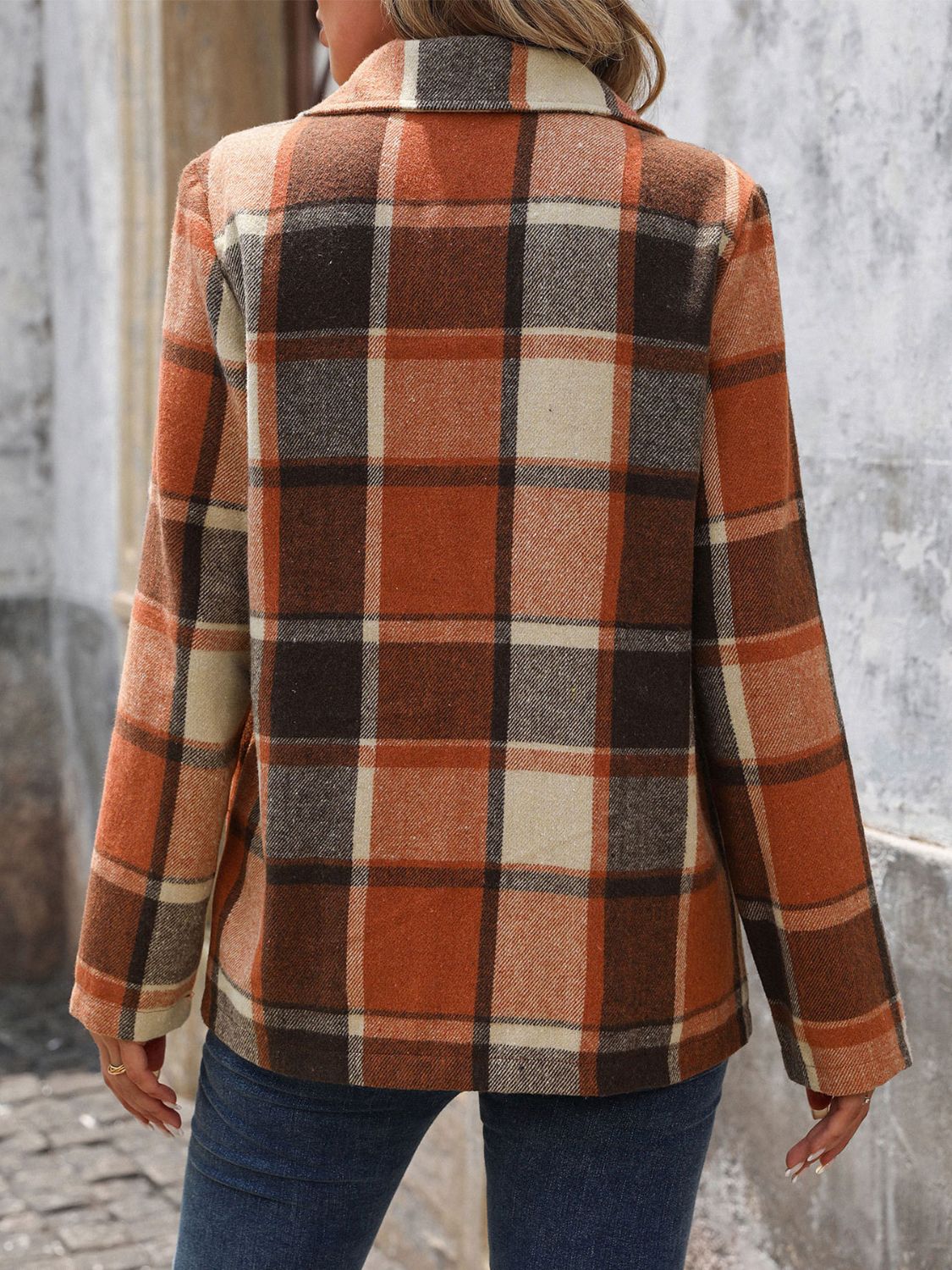Monica | Perfee checked blazer with button placket and lapel collar