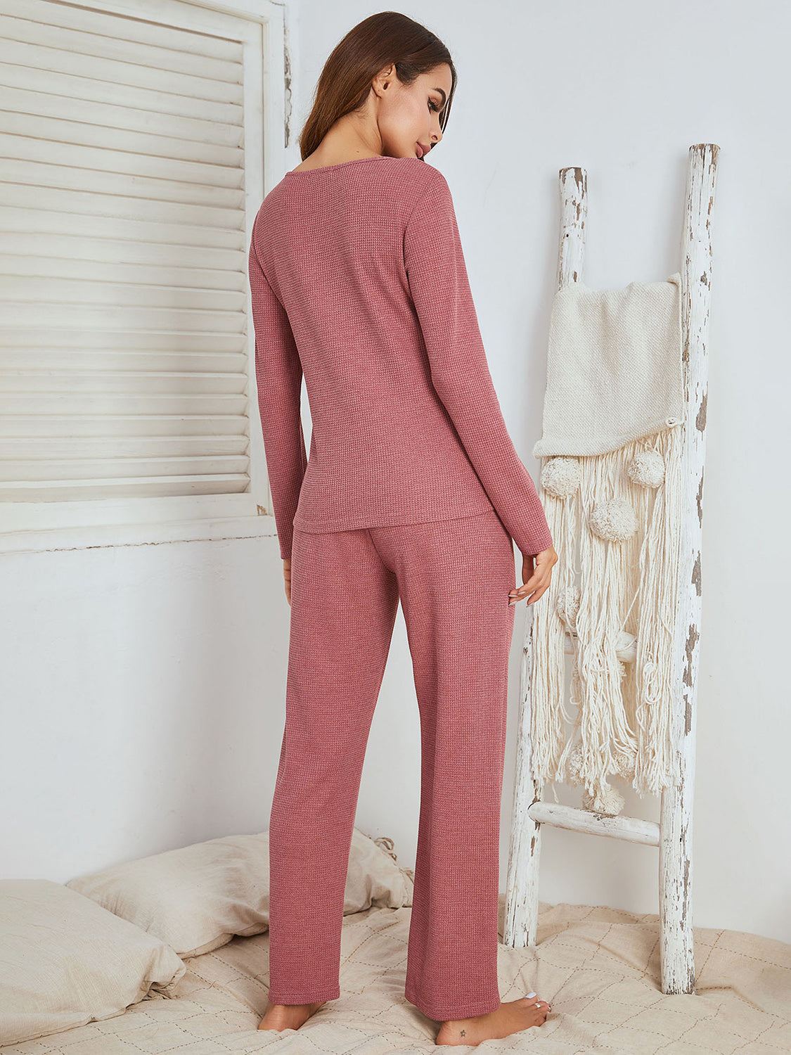 Samantha | Notched long sleeve shirt and trousers set