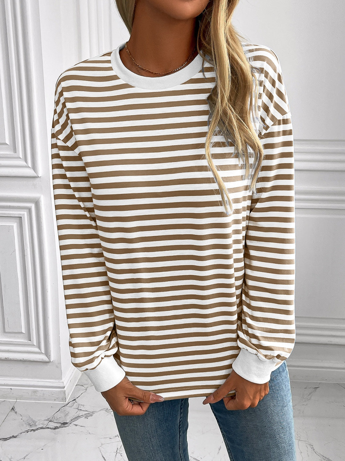 Constance | Ivy Lane striped long sleeve crew neck sweatshirt
