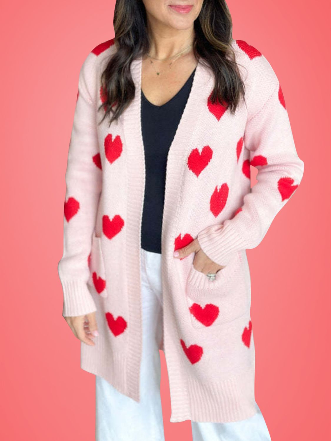 Nuria | Heart-shaped, long-sleeved cardigan with an open front