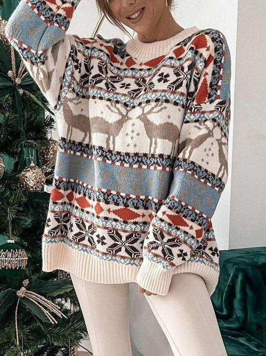 Trinidad | Pullover with a geometric crew neck and dropped shoulders