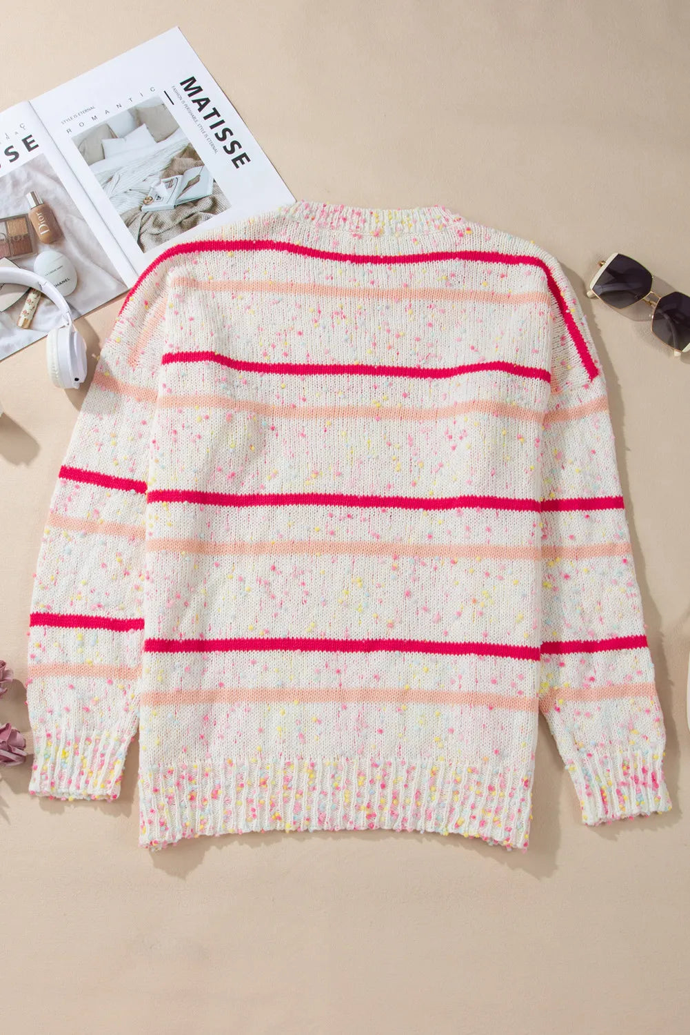 Noelia | Plus size confetti stripe crew neck sweater