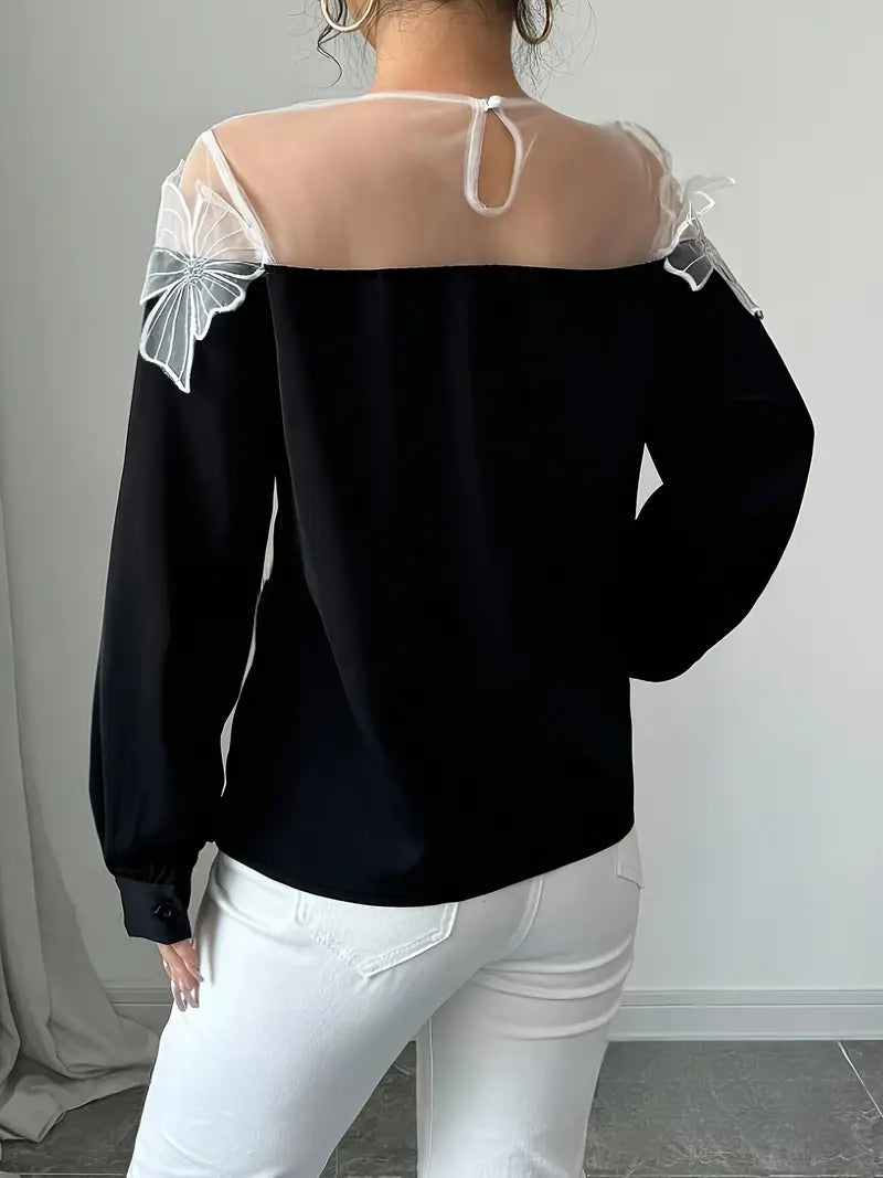 Vittoria® | Elegant Long-Sleeved Blouse Made Of Mesh Fabric