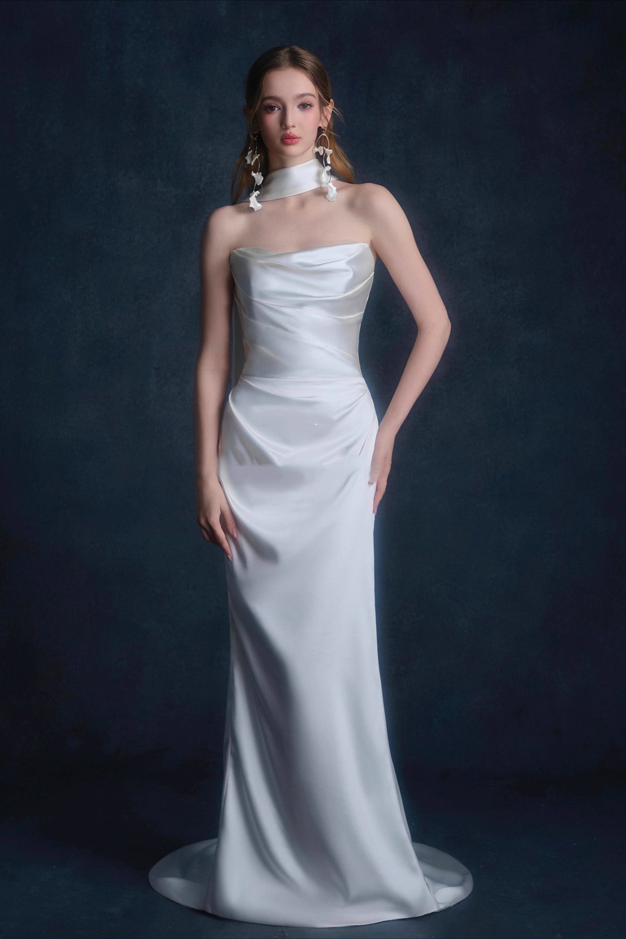 Satin Minimalist Bandeau Mermaid Reception Dress