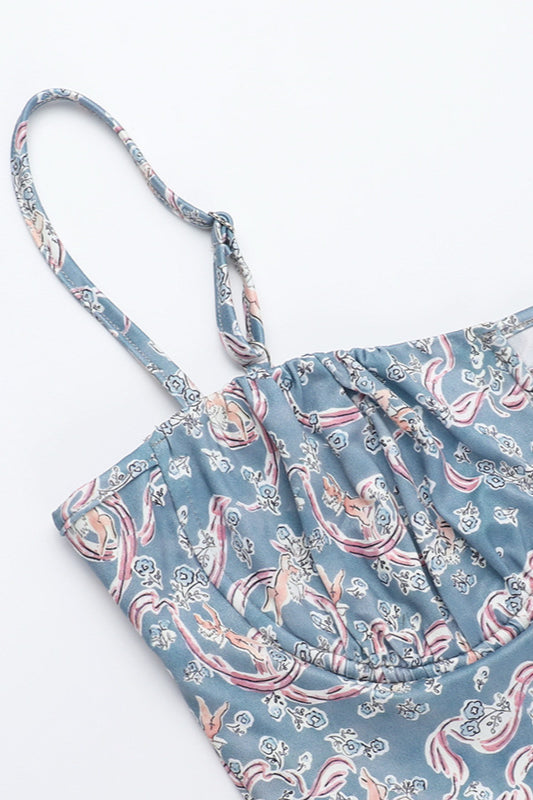 Floral Print Sleeveless Bodycon Maxi Dress