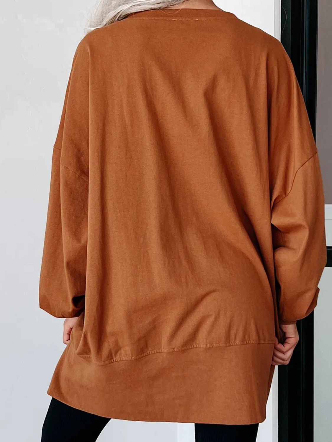 Janine | Long sleeve sweatshirt with notched sequin letter graphic