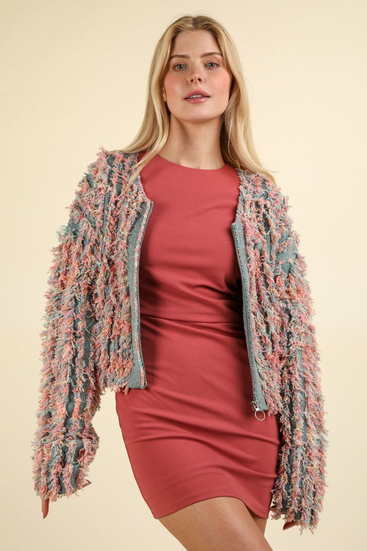 Sybille | Shaggy zip up cardigan
