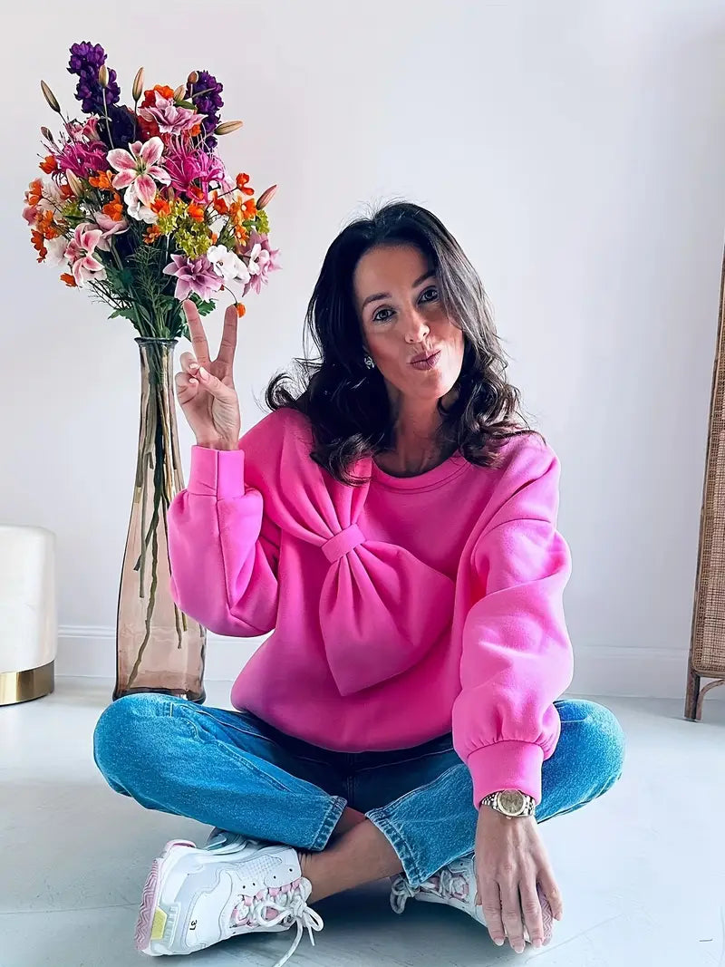 Nicole® | Oversized Cotton Sweater With Bow