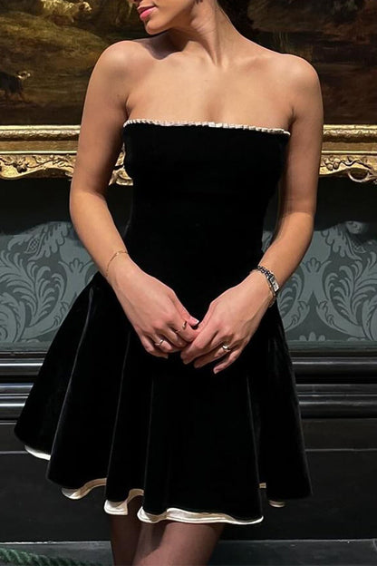 Velvet Bustier A-line Cocktail Dress