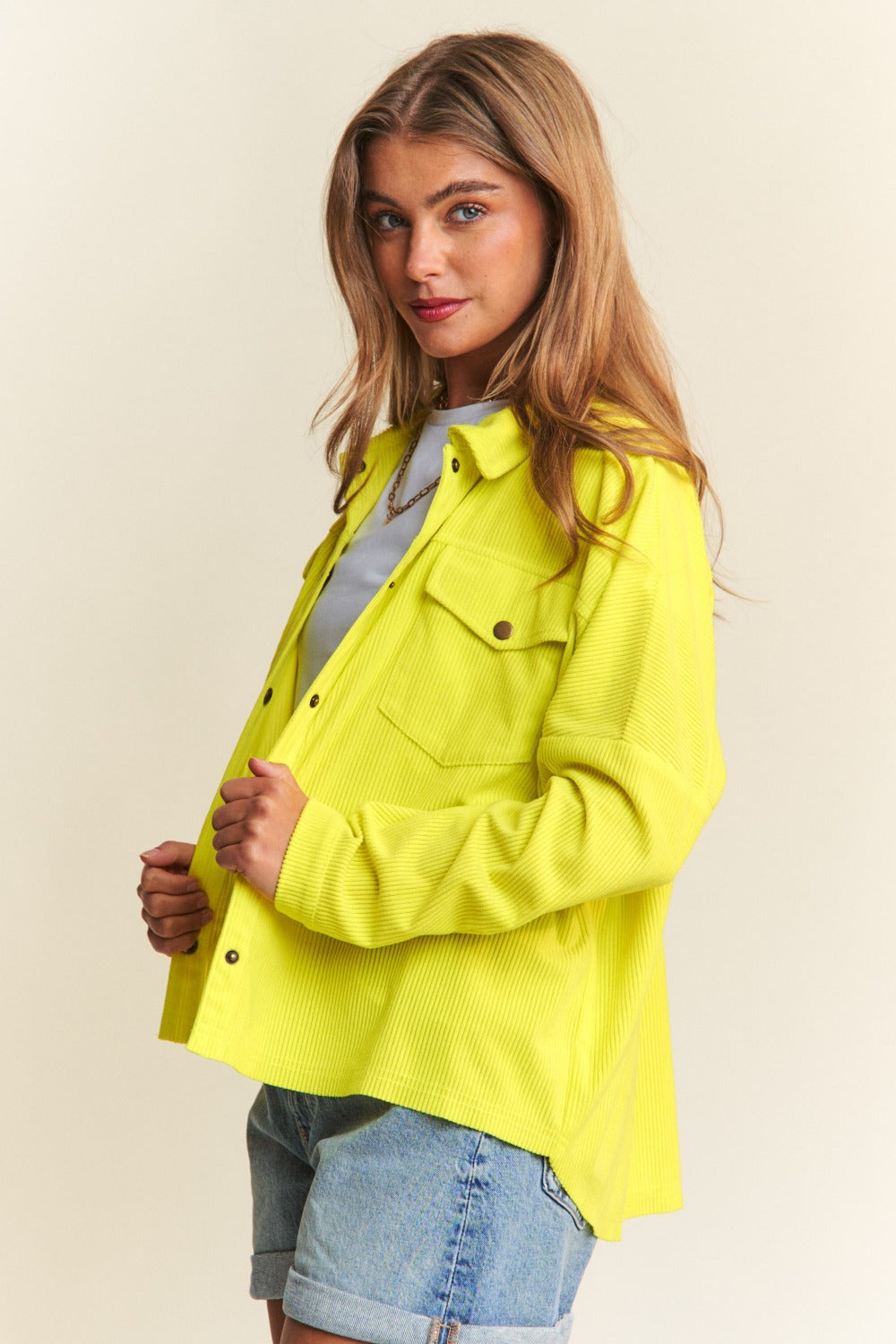 Isabel | J.NNA Snap Down Long Sleeve High Low Shacket