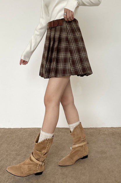 Vintage Plaid Pleated Skirt