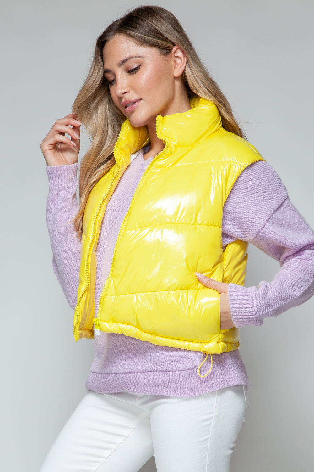 Nerea | Snobish shiny quilted vest with turtleneck and zip
