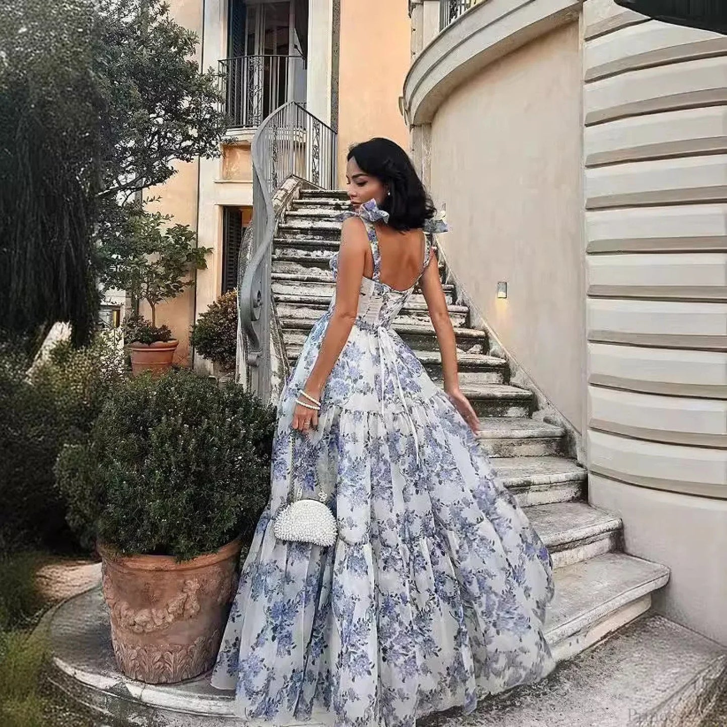 Backless Sexy Deep V Prom Dress