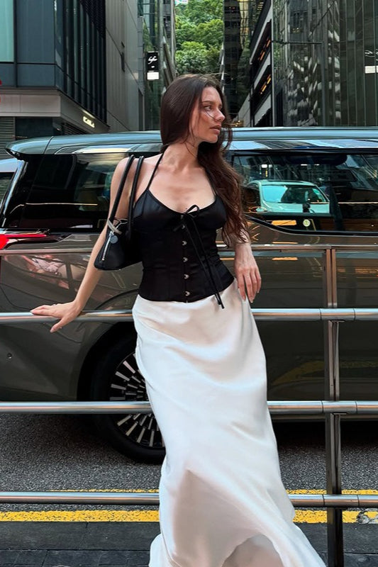 Halter Tie Waist Cinch Buttoned Sexy Cami Top