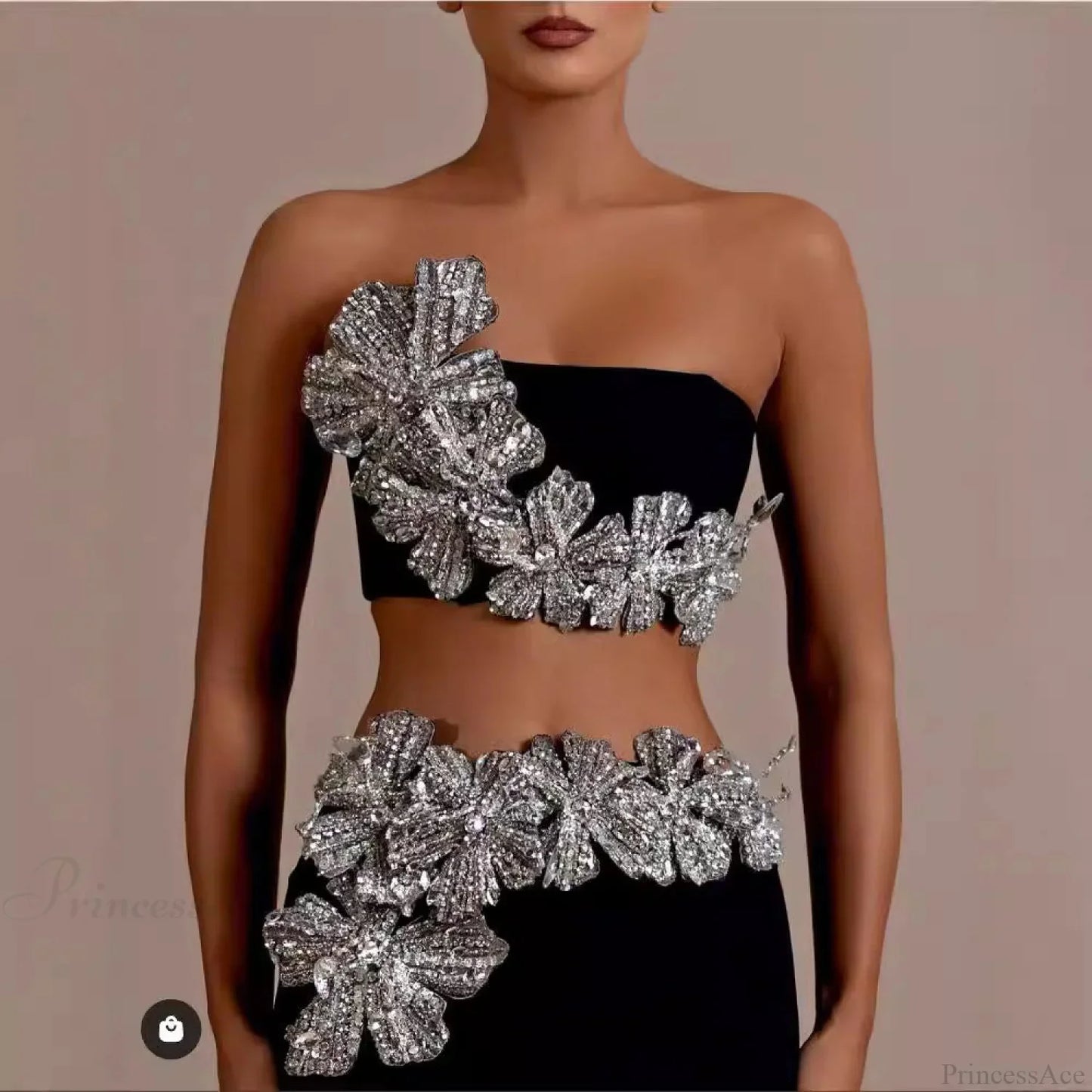 Bandage Dress Set with Rhinestone Details Prom Dress