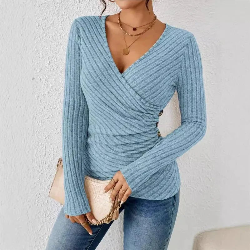Barbara | Women's Long Sleeve V-Neck Wrap Top