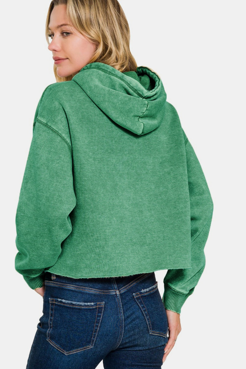 Hilda | Cropped acid wash fleece hoodie