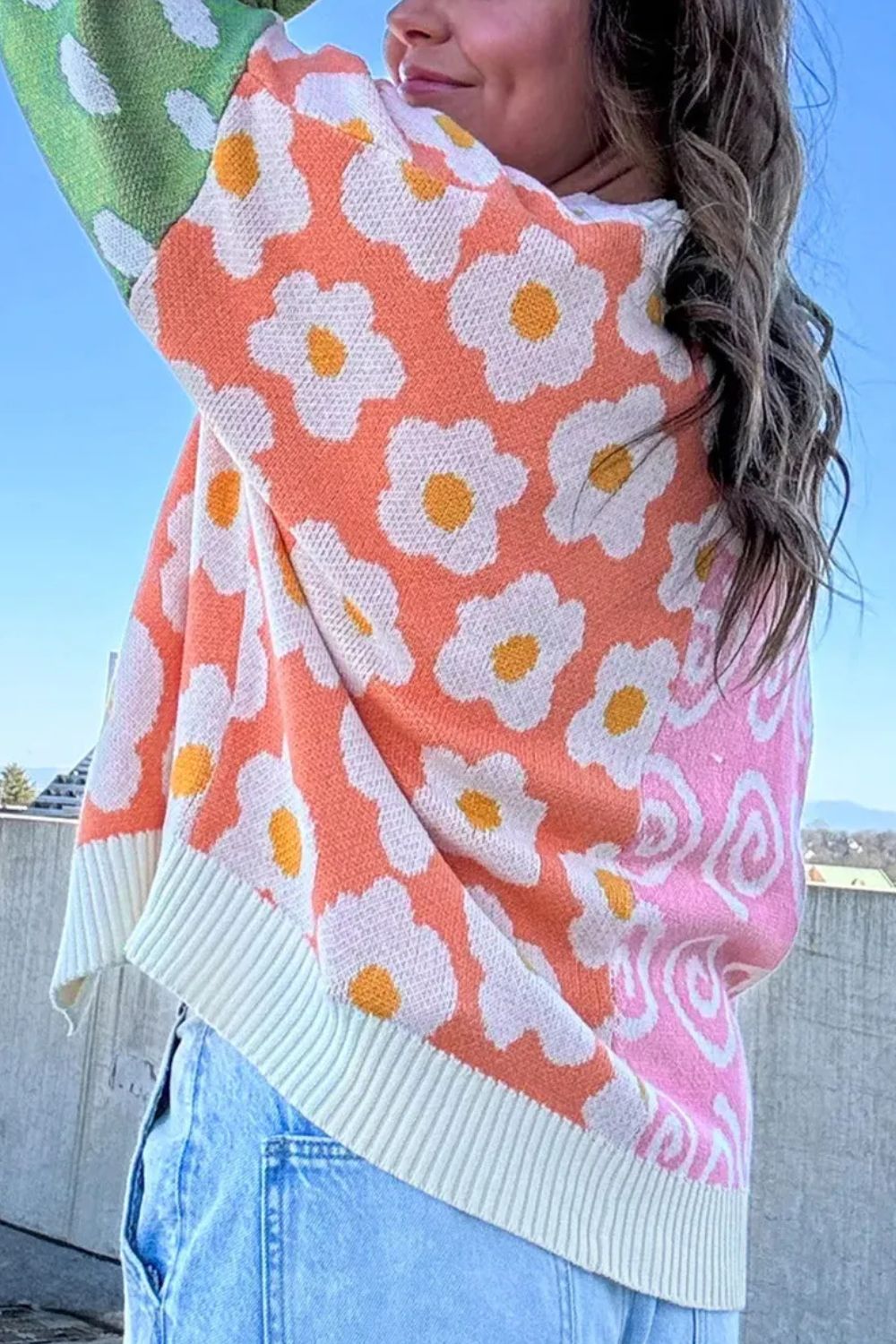 Constance | Color block cardigan with open front and long sleeves