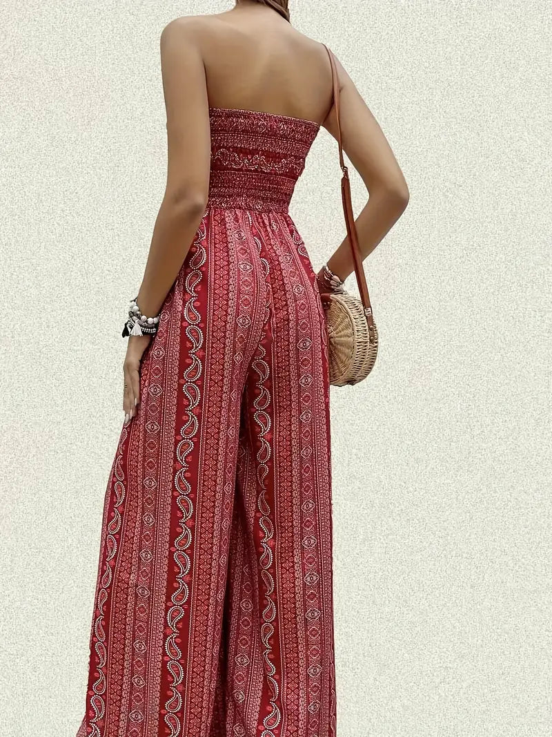 Nadia® | Bohemian Strapless Wide Leg Jumpsuit