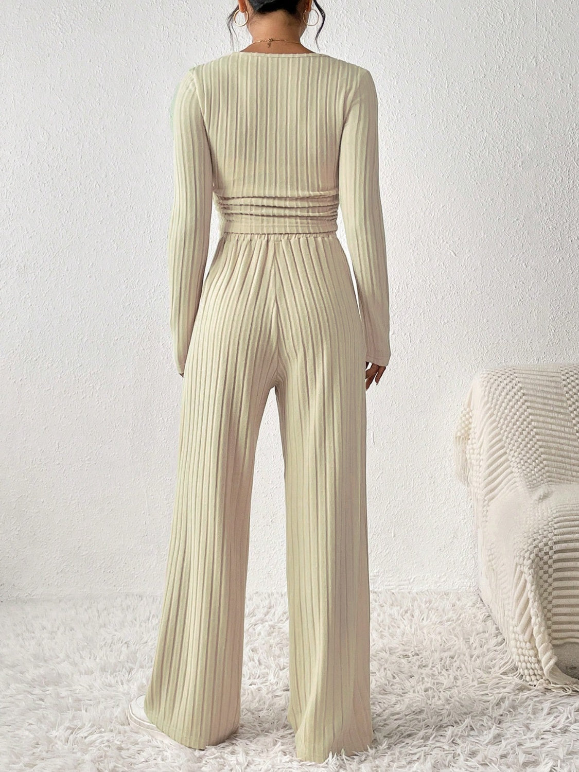 Emilie | Long sleeve top and scoop neck trousers set