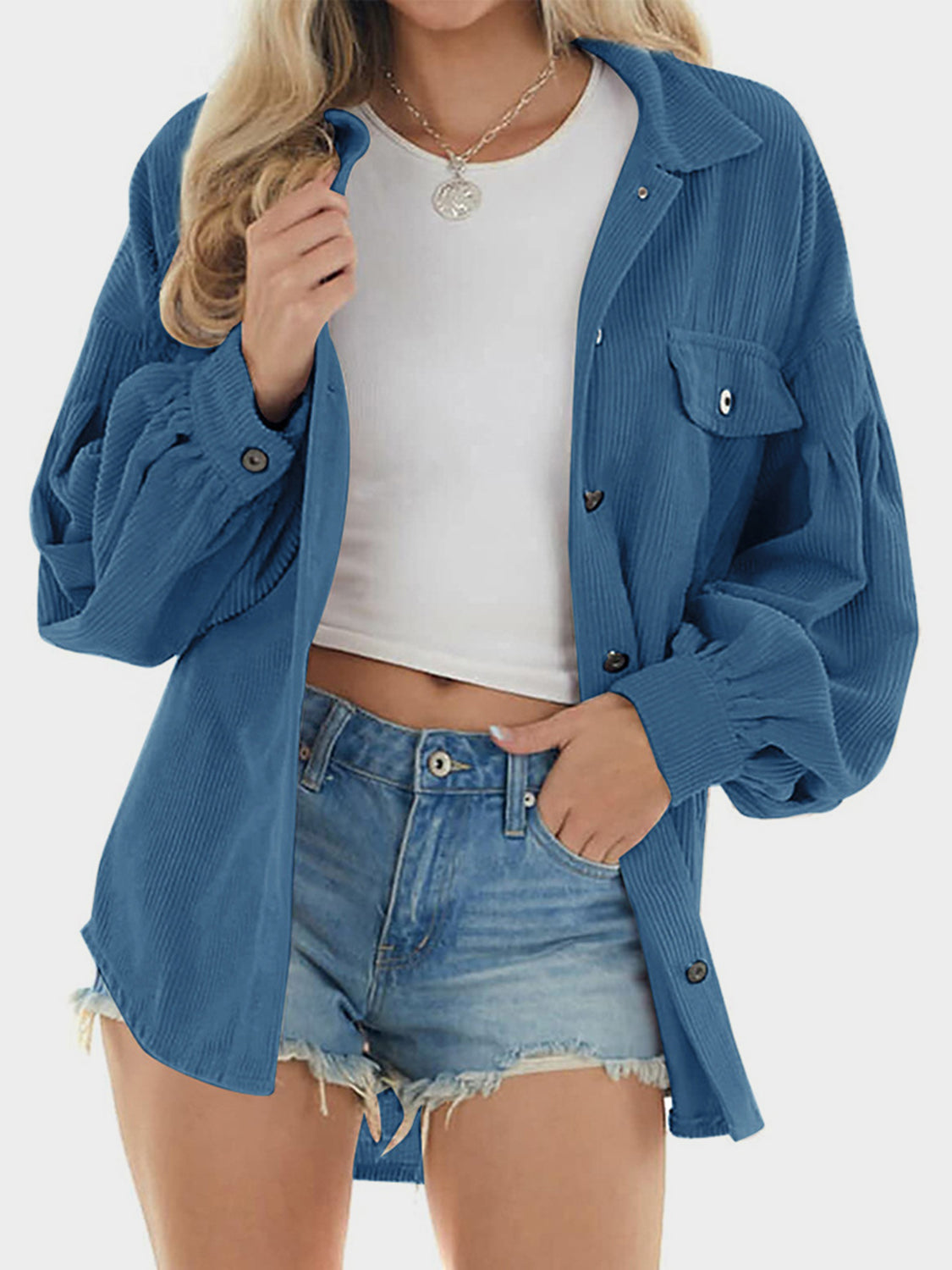 Eva | Long sleeve shirt with buttoned collar and collar