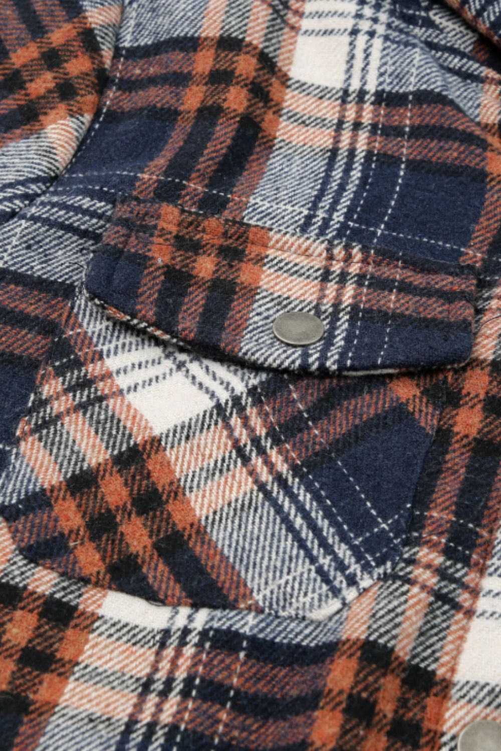 Brigida | Checked button down long sleeve hooded jacket