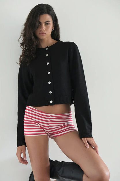Casual Chic Stripe Skinny Low Waist Shorts