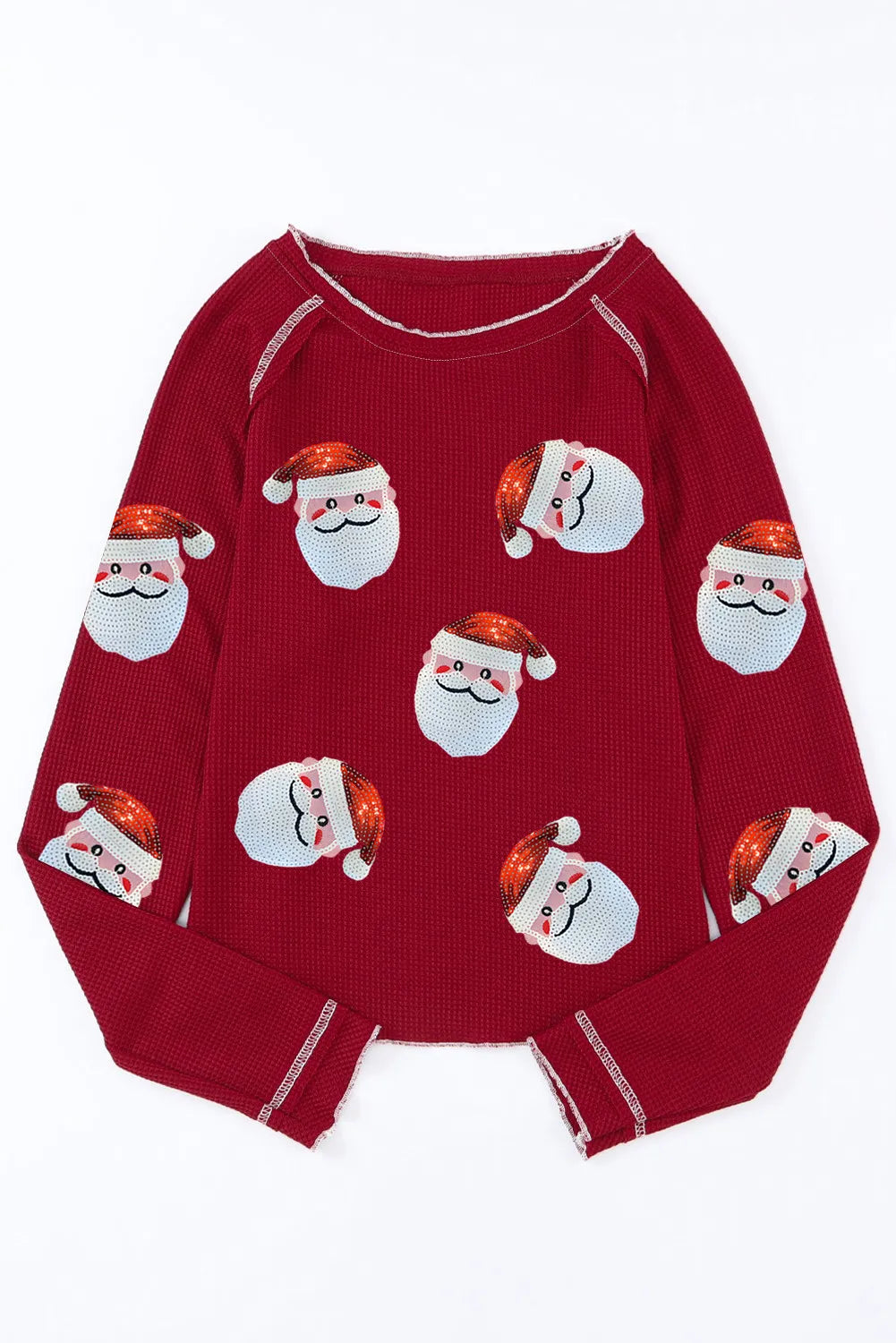 Miriam | Long sleeve blouse with Santa Claus crew neck and sequins
