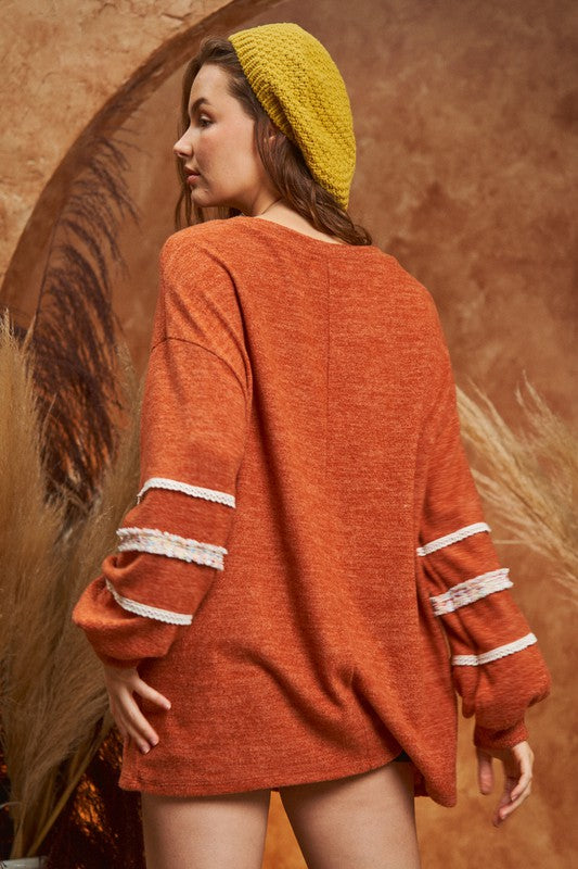 Aurora | SLEEVES WITH TWEED TRIM TUNIC